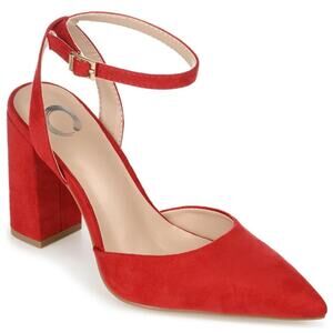Journee Womens Tyyra Buckle High Block Heel Pointed Toe Pumps Christmas Size 10